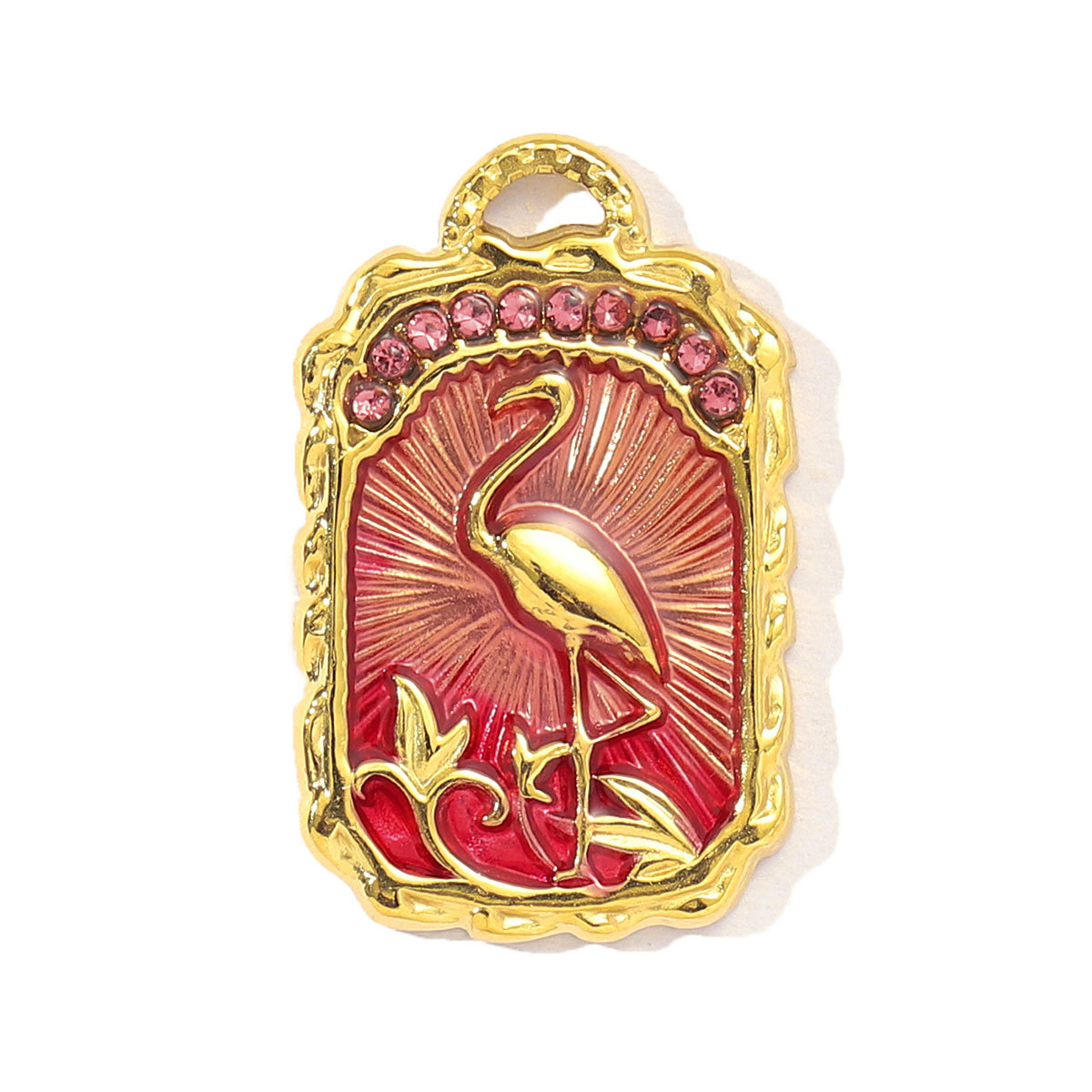 6pcs/pack French Mirror Polish Stainless Steel Tarot Card Diy Charms Women Enamel Evil Eye Palm Necklace Pendant Jewelry