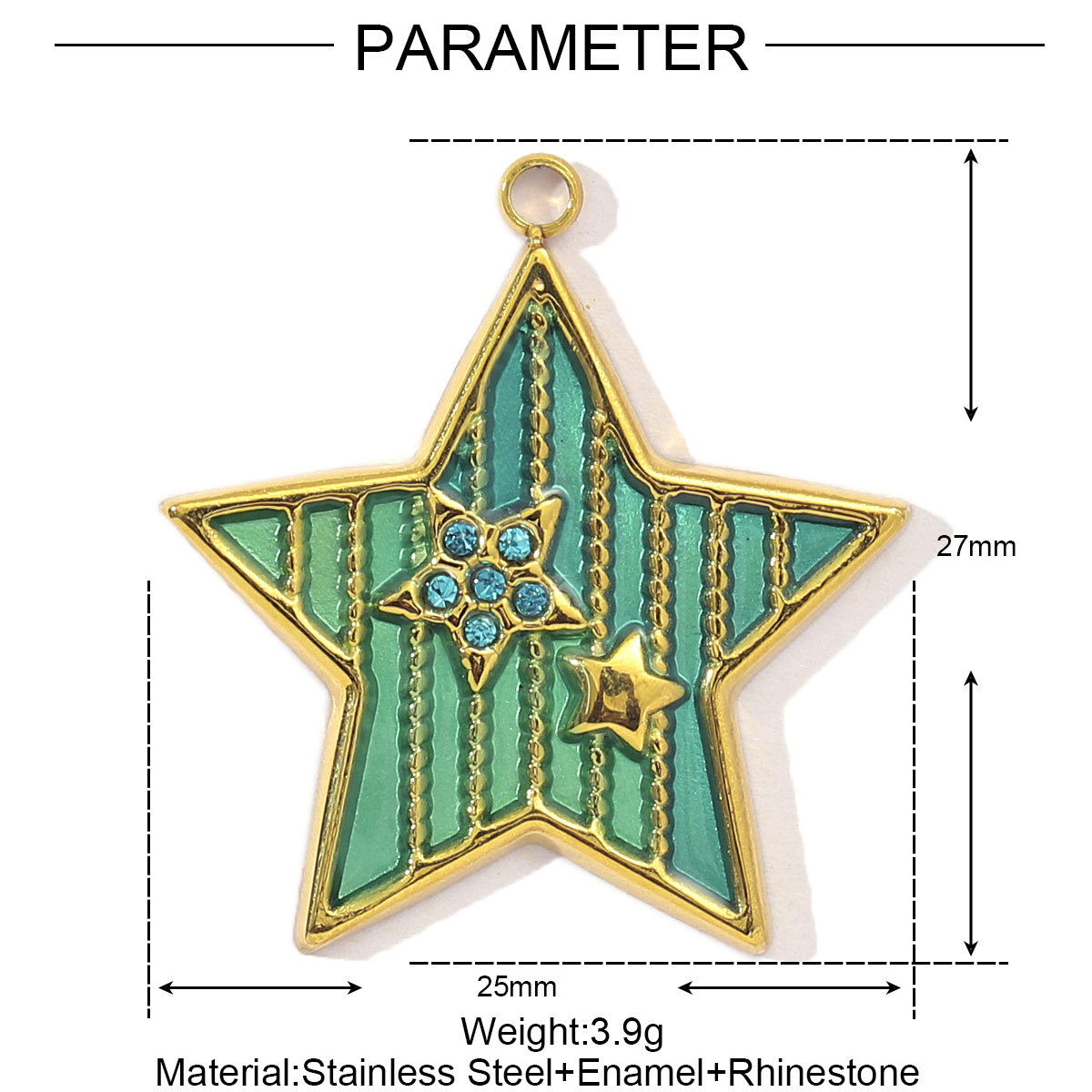 6pcs/pack French Mirror Polish Stainless Steel Tarot Card Diy Charms Women Enamel Evil Eye Palm Necklace Pendant Jewelry
