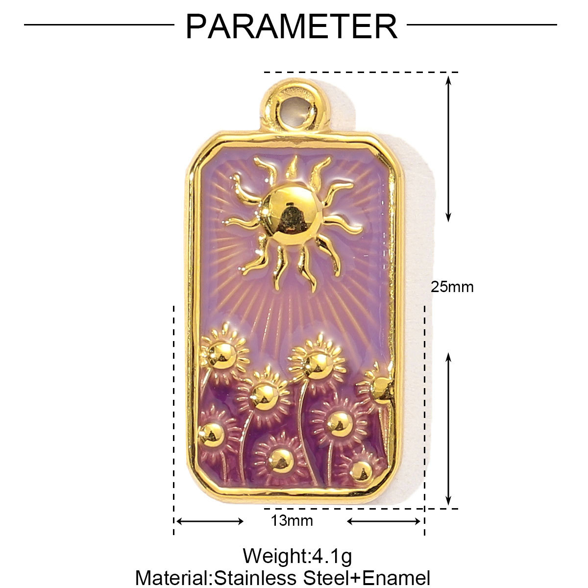 6pcs/pack Mirror Polish Stainless Steel Stone Sun Flower Necklace Pendant Women Enamel Tarot Card Diy Charm Crescent Star Jewelry