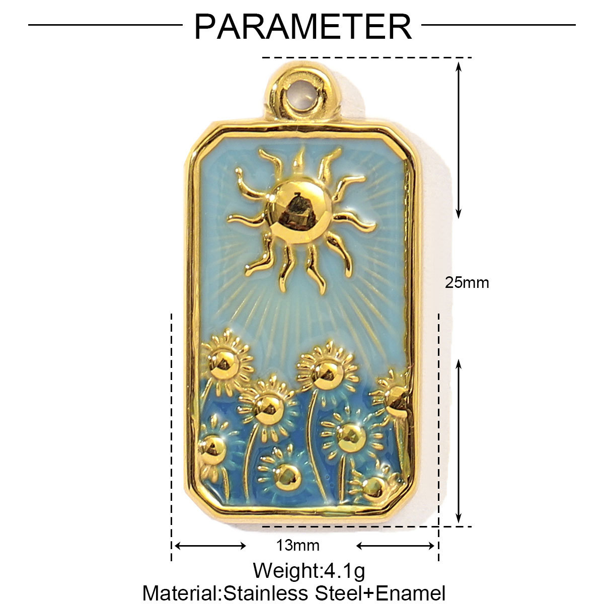6pcs/pack Mirror Polish Stainless Steel Stone Sun Flower Necklace Pendant Women Enamel Tarot Card Diy Charm Crescent Star Jewelry