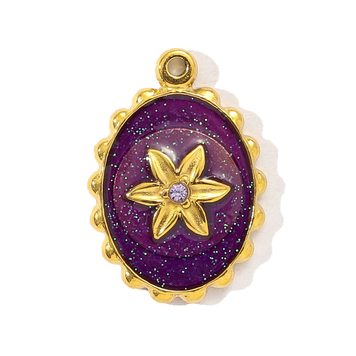6pcs/pack Mirror Polish Stainless Steel Stone Sun Flower Necklace Pendant Women Enamel Tarot Card Diy Charm Crescent Star Jewelry