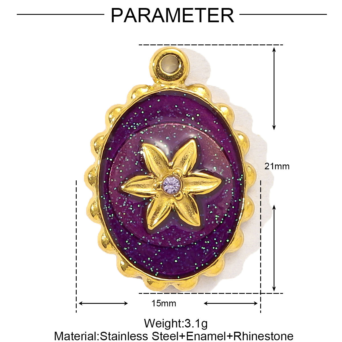 6pcs/pack Mirror Polish Stainless Steel Stone Sun Flower Necklace Pendant Women Enamel Tarot Card Diy Charm Crescent Star Jewelry