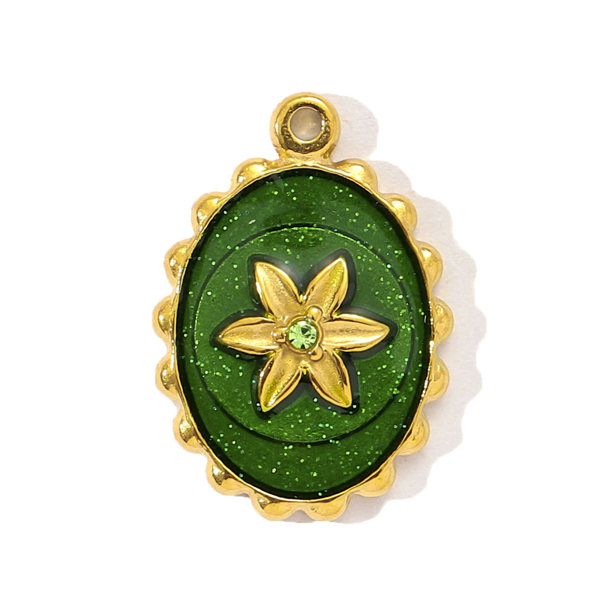 6pcs/pack Mirror Polish Stainless Steel Stone Sun Flower Necklace Pendant Women Enamel Tarot Card Diy Charm Crescent Star Jewelry