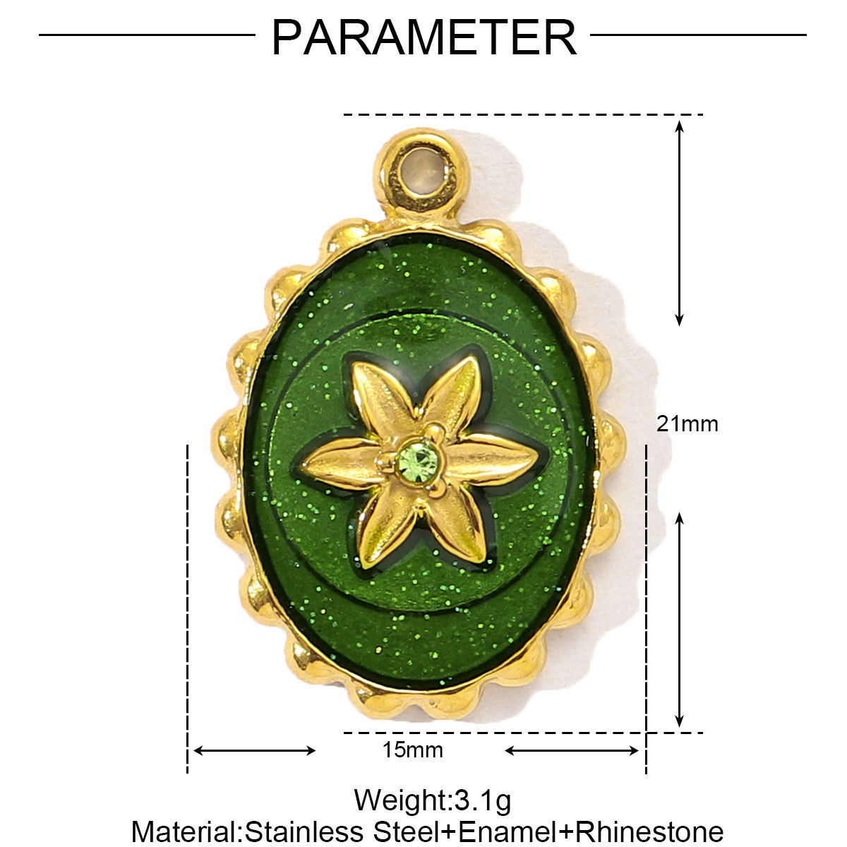 6pcs/pack Mirror Polish Stainless Steel Stone Sun Flower Necklace Pendant Women Enamel Tarot Card Diy Charm Crescent Star Jewelry