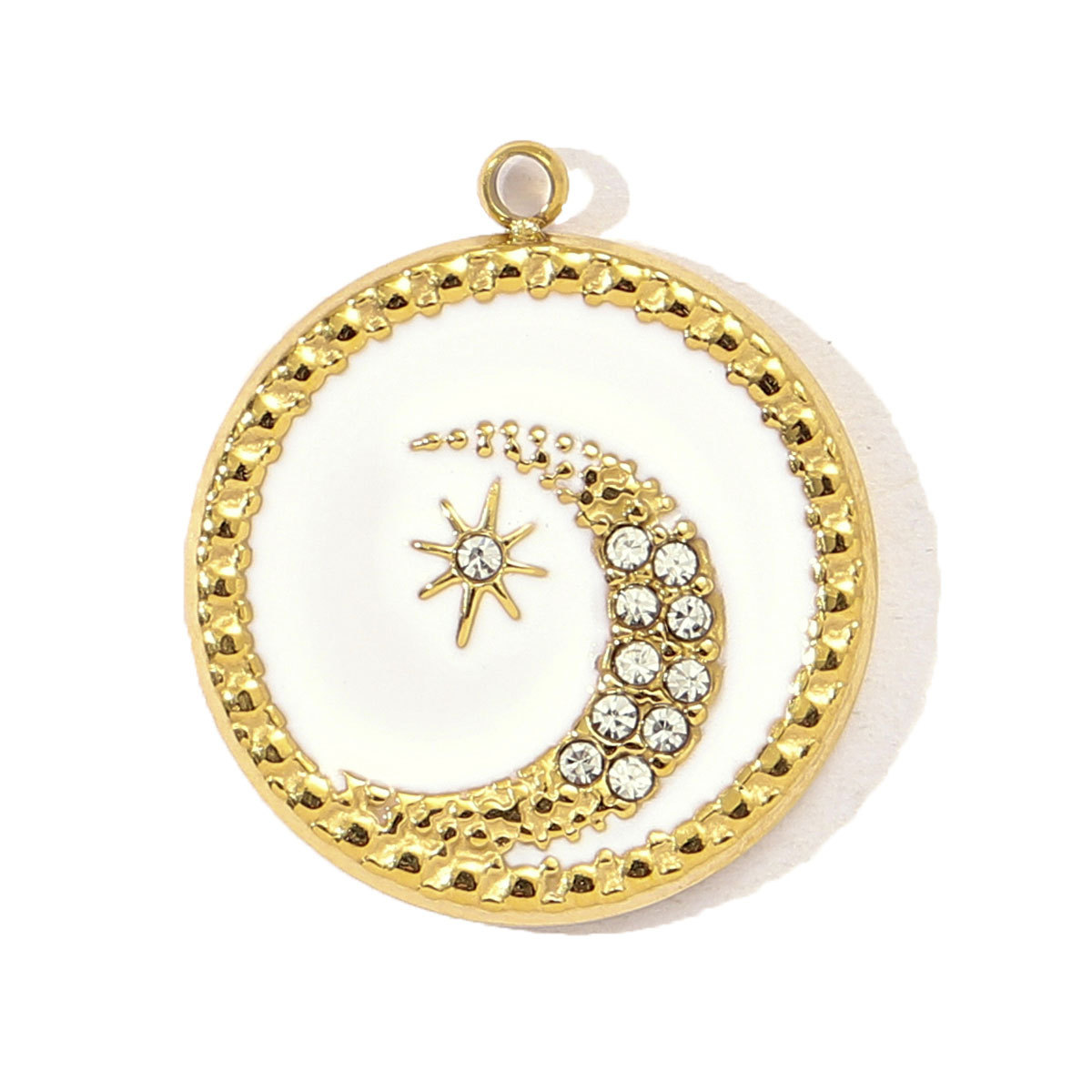 6pcs/pack Mirror Polish Stainless Steel Stone Sun Flower Necklace Pendant Women Enamel Tarot Card Diy Charm Crescent Star Jewelry
