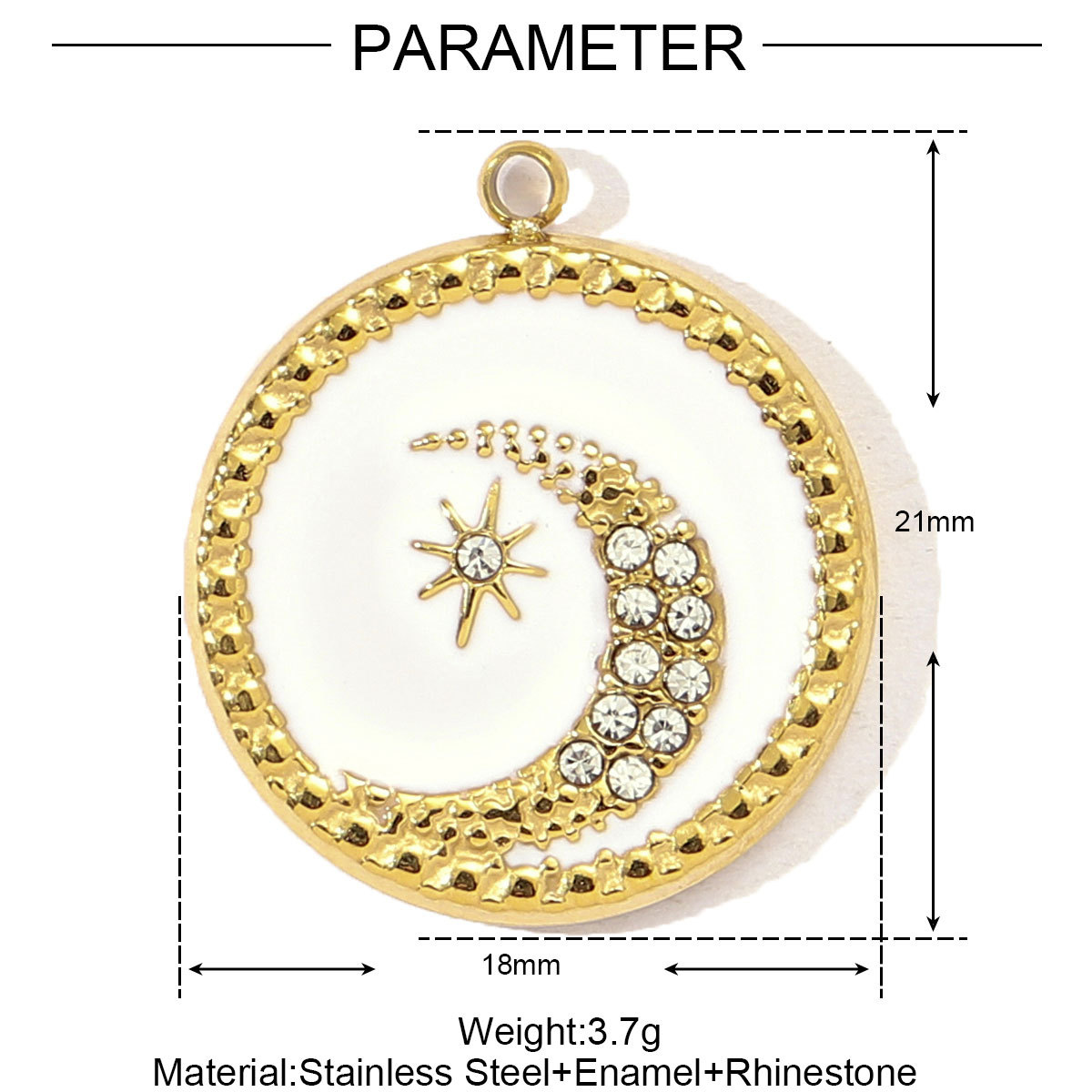 6pcs/pack Mirror Polish Stainless Steel Stone Sun Flower Necklace Pendant Women Enamel Tarot Card Diy Charm Crescent Star Jewelry