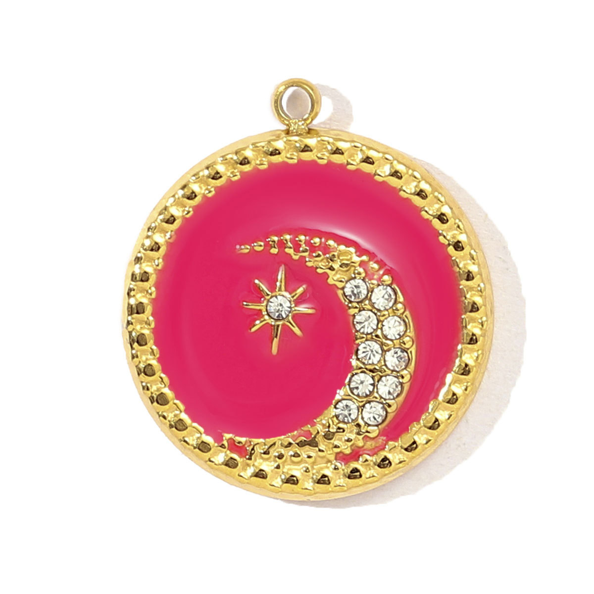 6pcs/pack Mirror Polish Stainless Steel Stone Sun Flower Necklace Pendant Women Enamel Tarot Card Diy Charm Crescent Star Jewelry