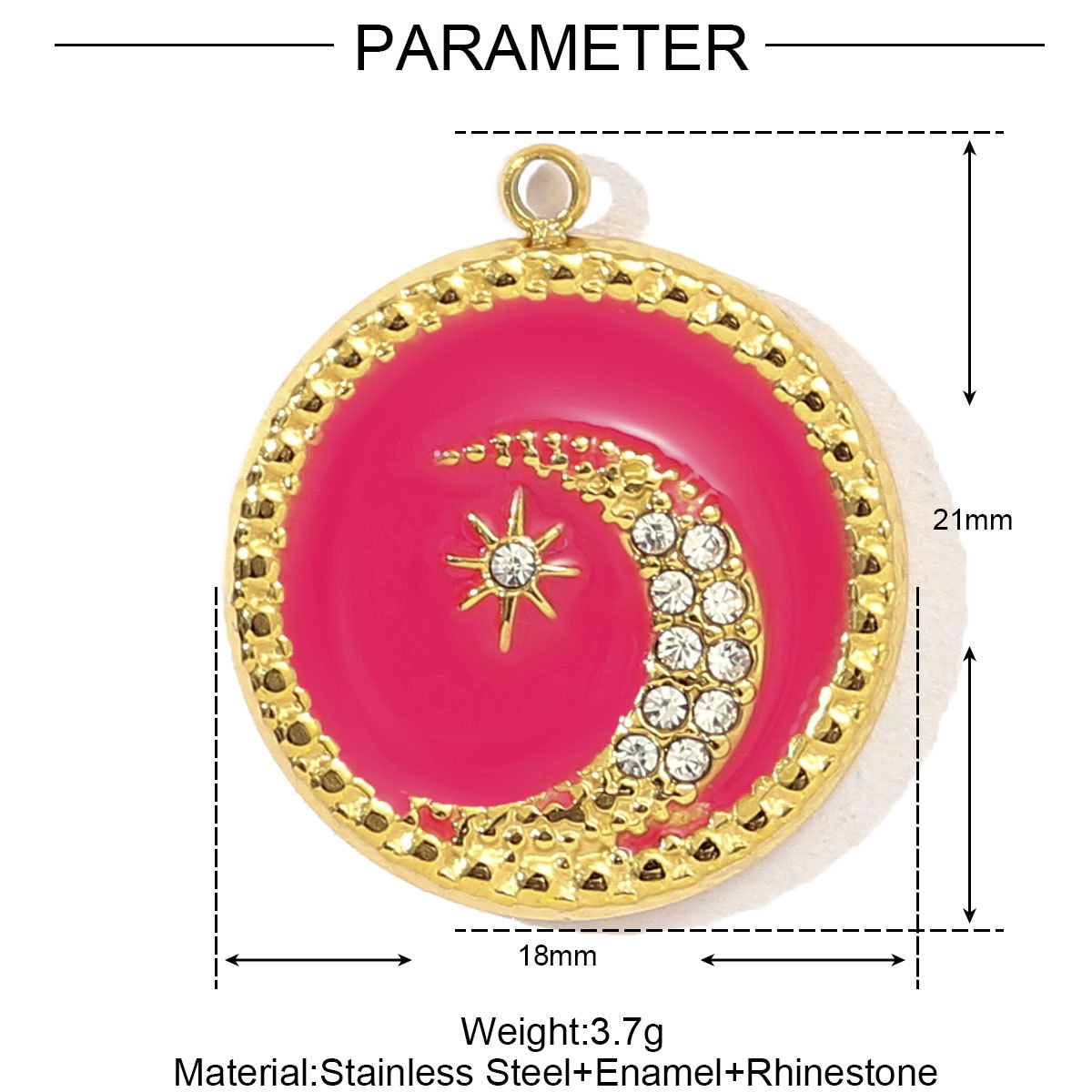 6pcs/pack Mirror Polish Stainless Steel Stone Sun Flower Necklace Pendant Women Enamel Tarot Card Diy Charm Crescent Star Jewelry
