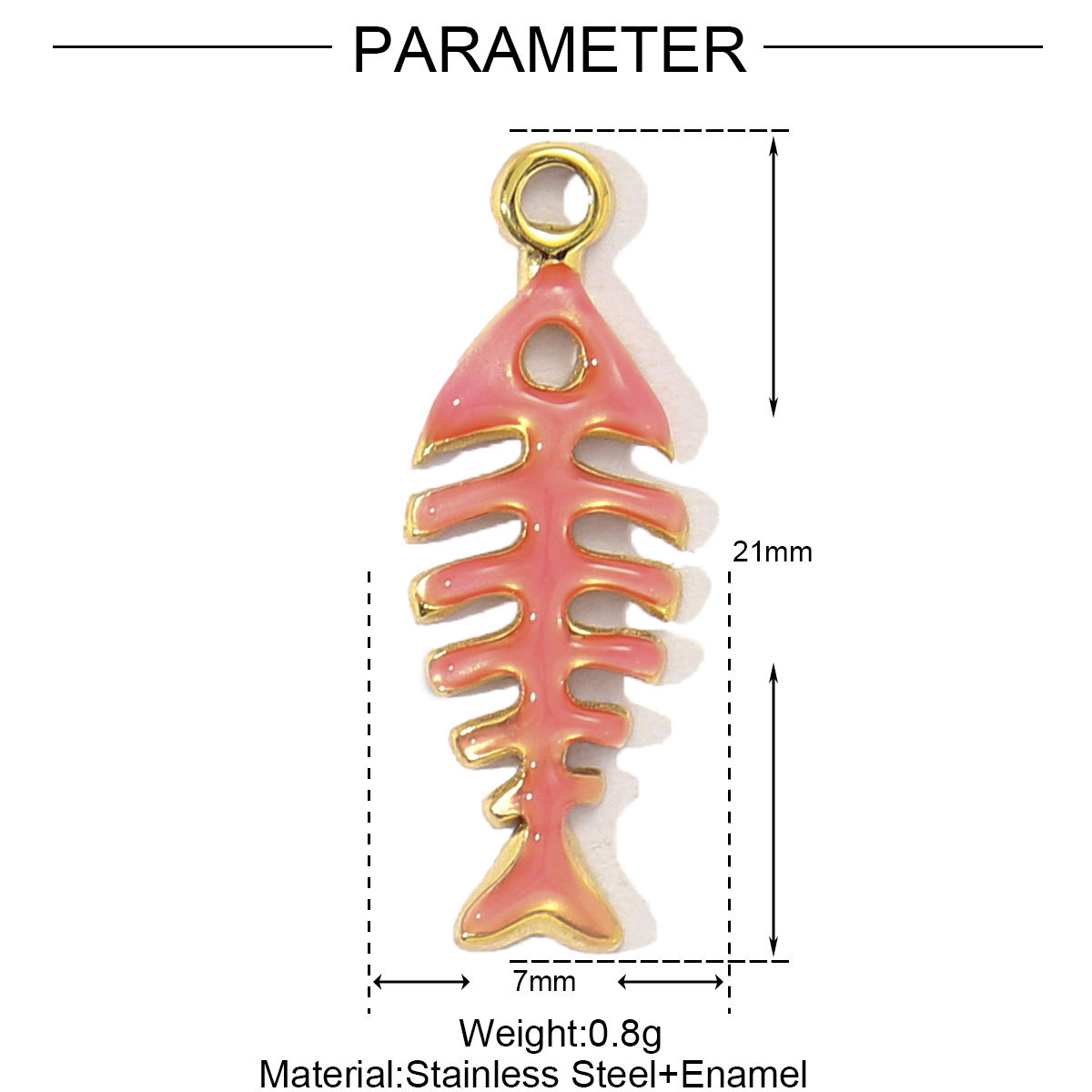 6pcs/pack Stainless Steel Seahorse Ice Cream Flip Flops Necklace Pendant Women Enamel Fish Bone Shell Diy Charm Holiday Jewelry