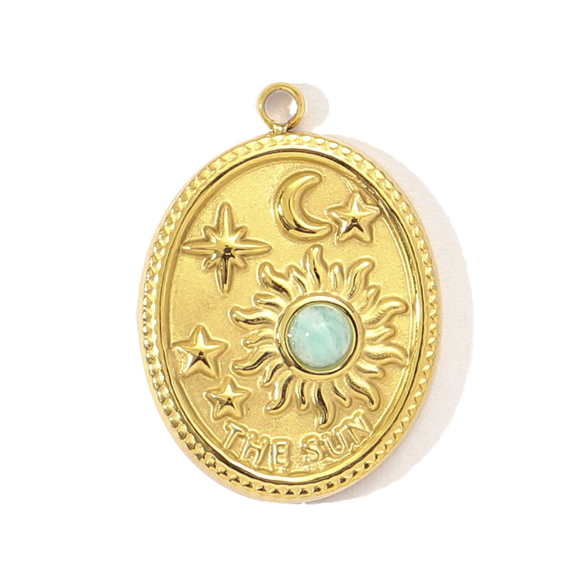 6pcs/pack French African Jade Stainless Steel Star Sun Evil Eye Necklace Pendant Women Coral Diy Charm Natural Stone Jewelry