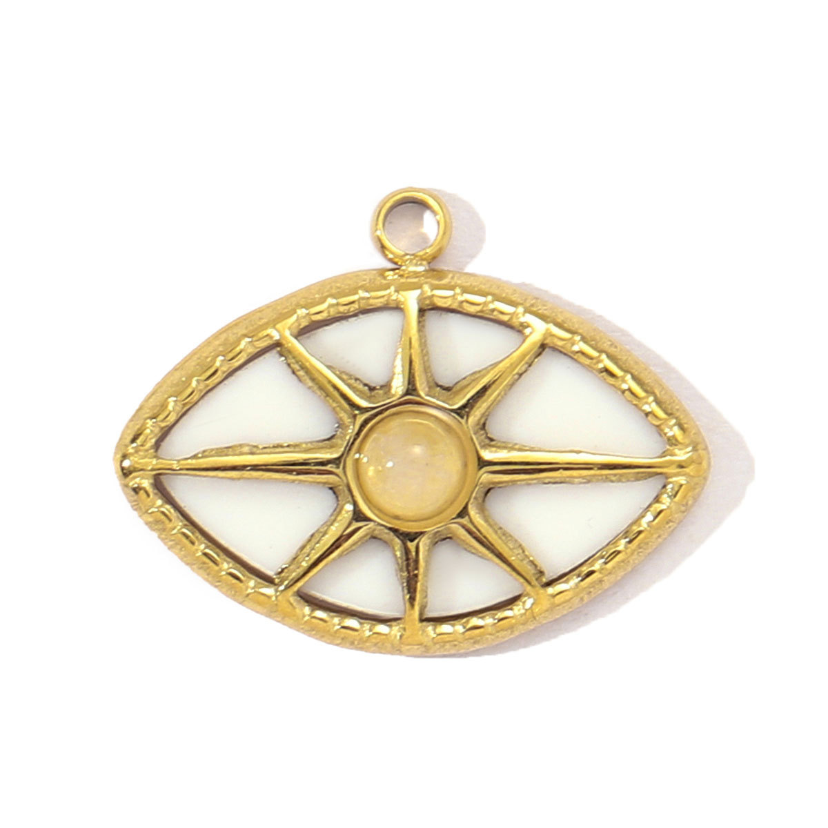 6pcs/pack French African Jade Stainless Steel Star Sun Evil Eye Necklace Pendant Women Coral Diy Charm Natural Stone Jewelry