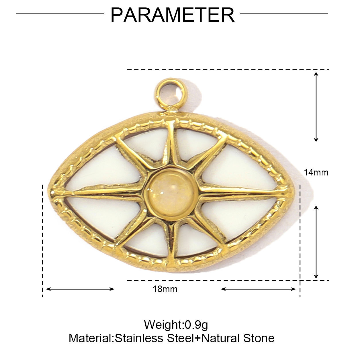 6pcs/pack French African Jade Stainless Steel Star Sun Evil Eye Necklace Pendant Women Coral Diy Charm Natural Stone Jewelry