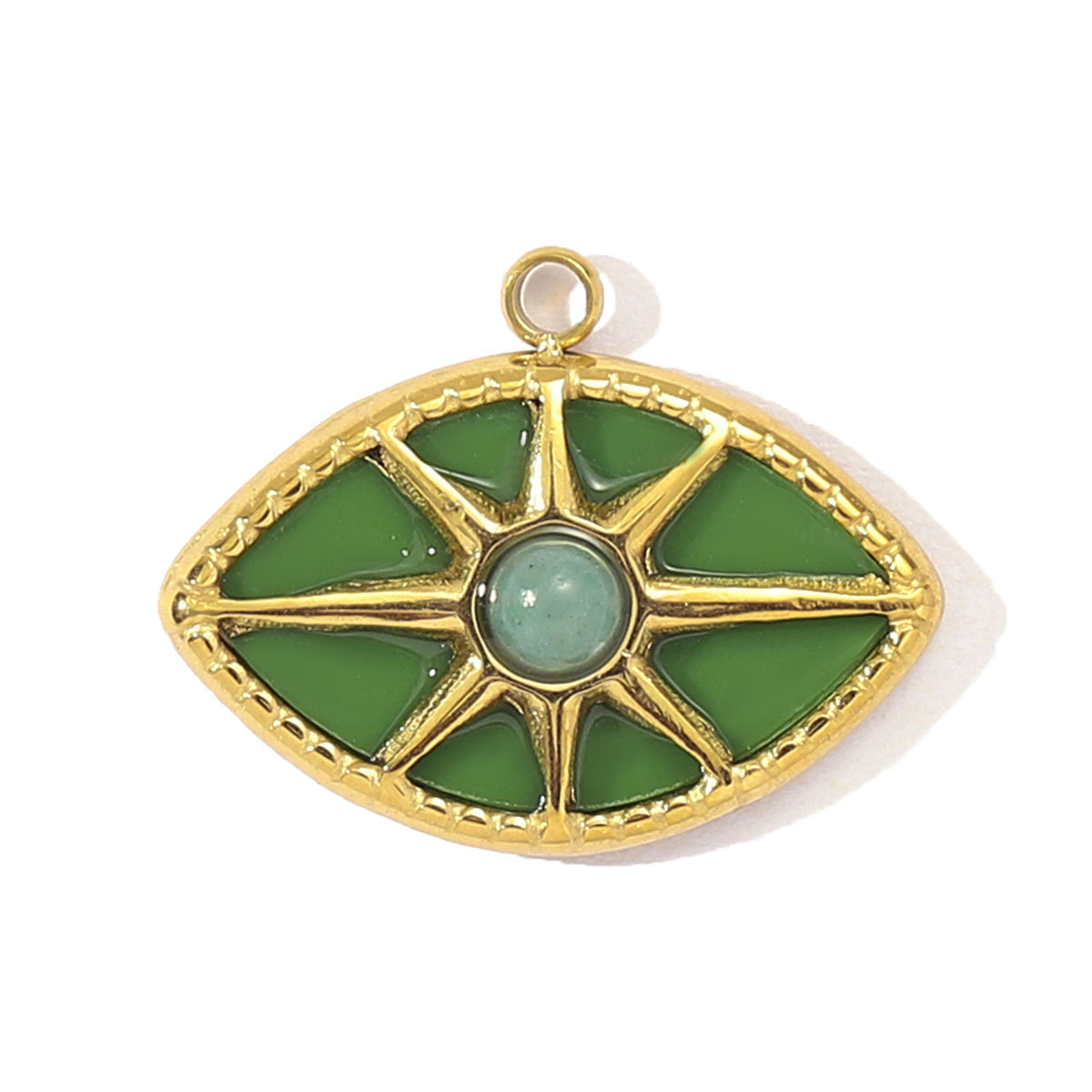 6pcs/pack French African Jade Stainless Steel Star Sun Evil Eye Necklace Pendant Women Coral Diy Charm Natural Stone Jewelry