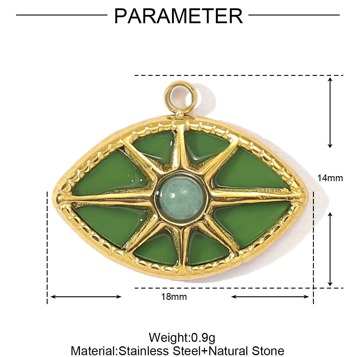 6pcs/pack French African Jade Stainless Steel Star Sun Evil Eye Necklace Pendant Women Coral Diy Charm Natural Stone Jewelry