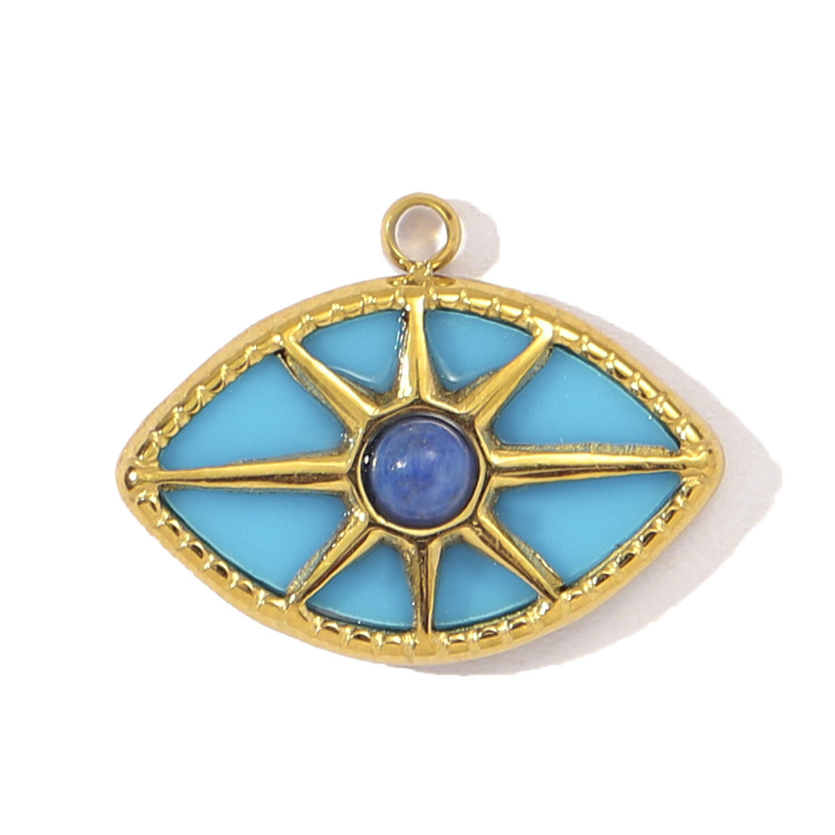 6pcs/pack French African Jade Stainless Steel Star Sun Evil Eye Necklace Pendant Women Coral Diy Charm Natural Stone Jewelry