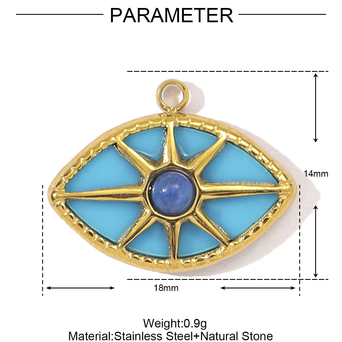 6pcs/pack French African Jade Stainless Steel Star Sun Evil Eye Necklace Pendant Women Coral Diy Charm Natural Stone Jewelry
