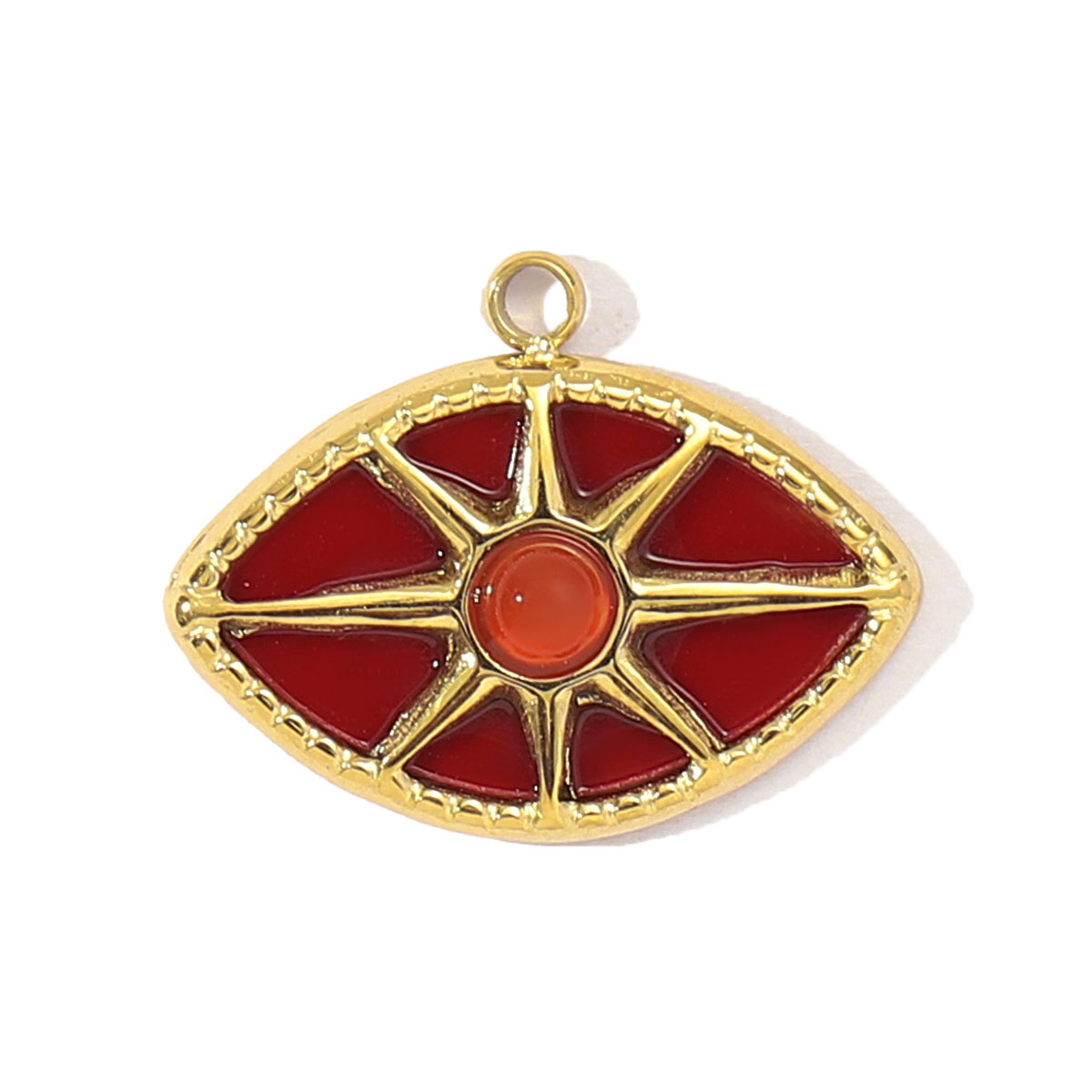 6pcs/pack French African Jade Stainless Steel Star Sun Evil Eye Necklace Pendant Women Coral Diy Charm Natural Stone Jewelry