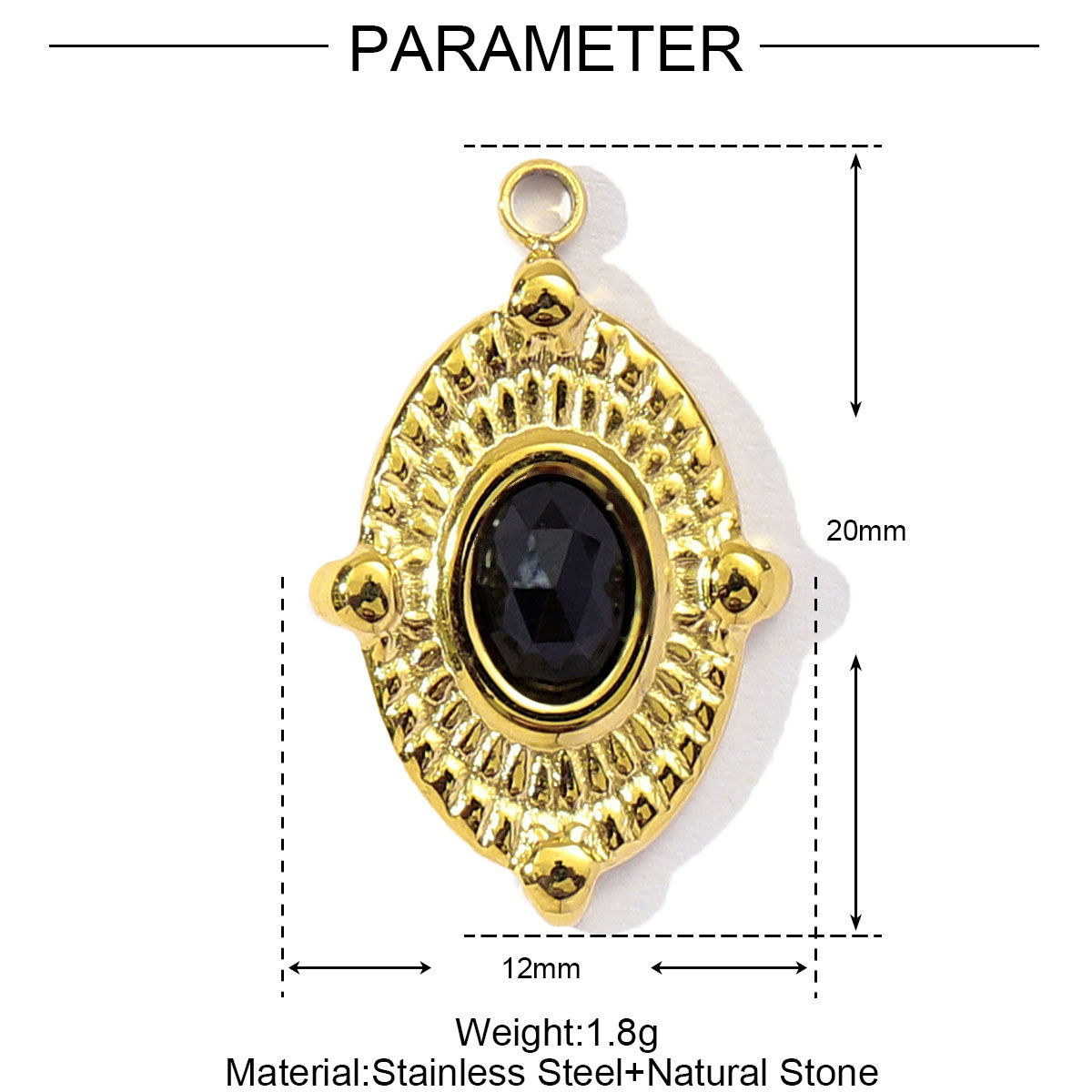 6pcs/pack French Stainless Steel African Jade Cross Diy Charm  Women Chalchite Evil Eye Necklace Pendant Natural Stone Jewelry