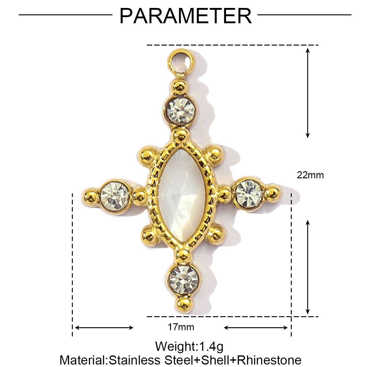 6pcs/pack French Stainless Steel African Jade Cross Diy Charm  Women Chalchite Evil Eye Necklace Pendant Natural Stone Jewelry