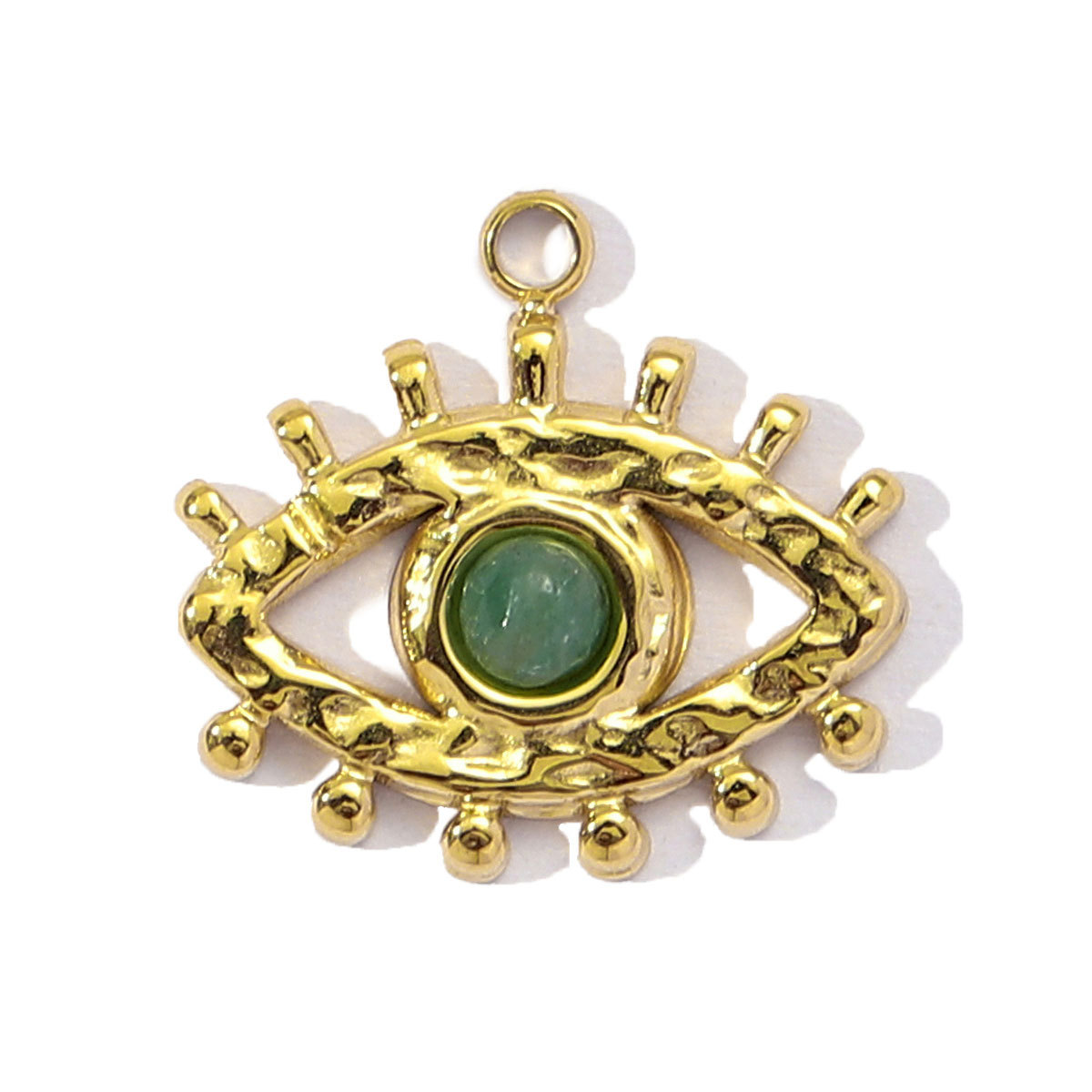 6pcs/pack French Stainless Steel African Jade Cross Diy Charm  Women Chalchite Evil Eye Necklace Pendant Natural Stone Jewelry