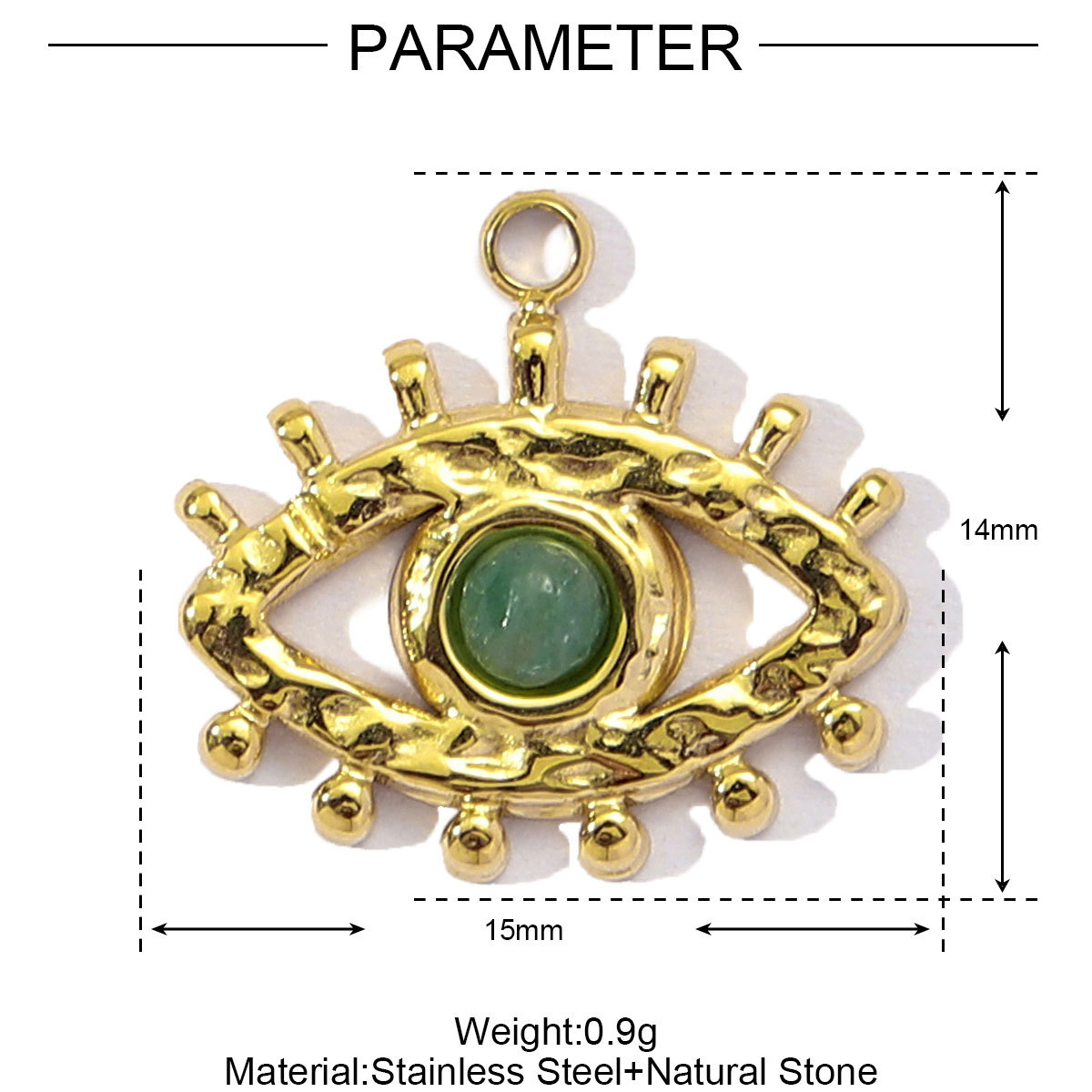 6pcs/pack French Stainless Steel African Jade Cross Diy Charm  Women Chalchite Evil Eye Necklace Pendant Natural Stone Jewelry