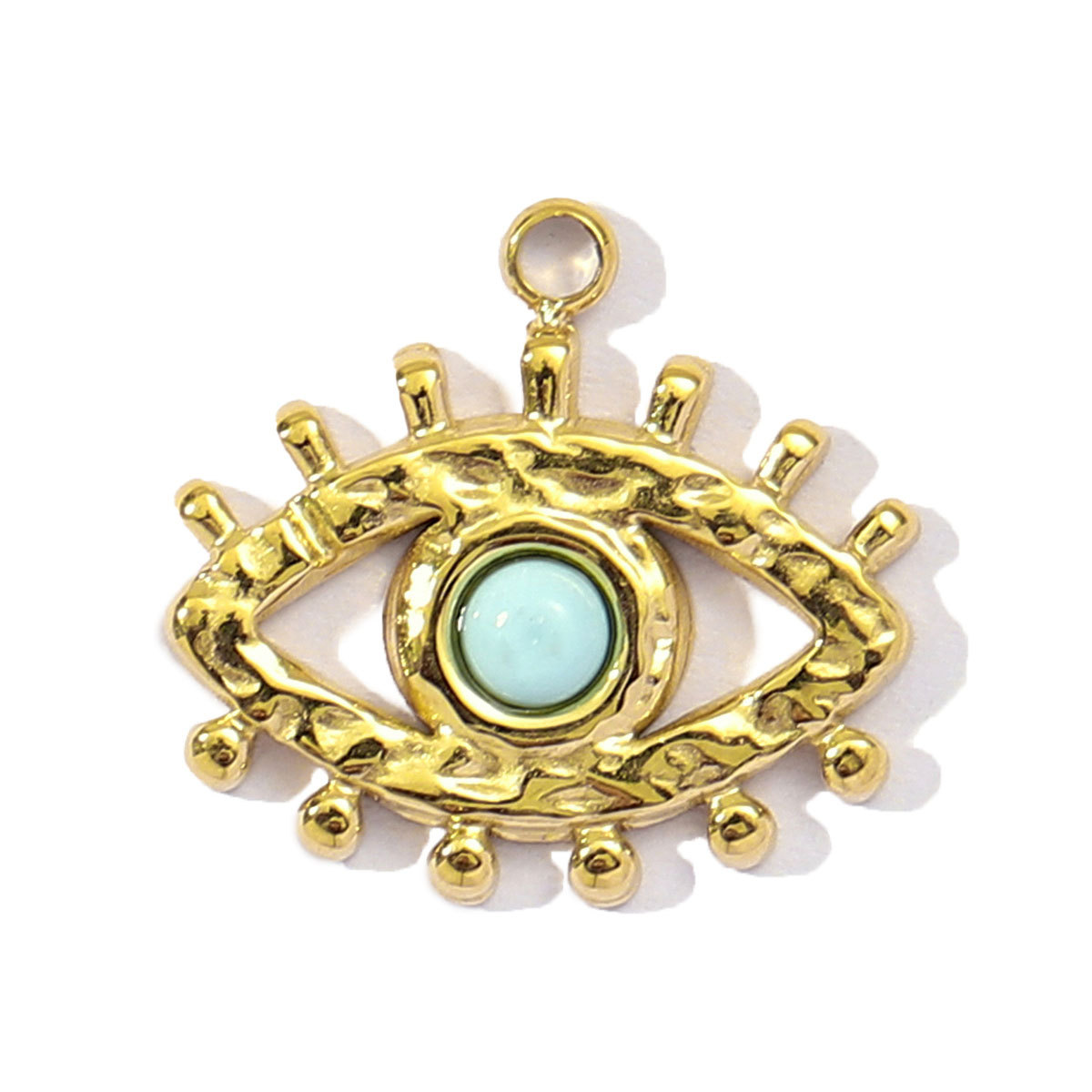 6pcs/pack French Stainless Steel African Jade Cross Diy Charm  Women Chalchite Evil Eye Necklace Pendant Natural Stone Jewelry