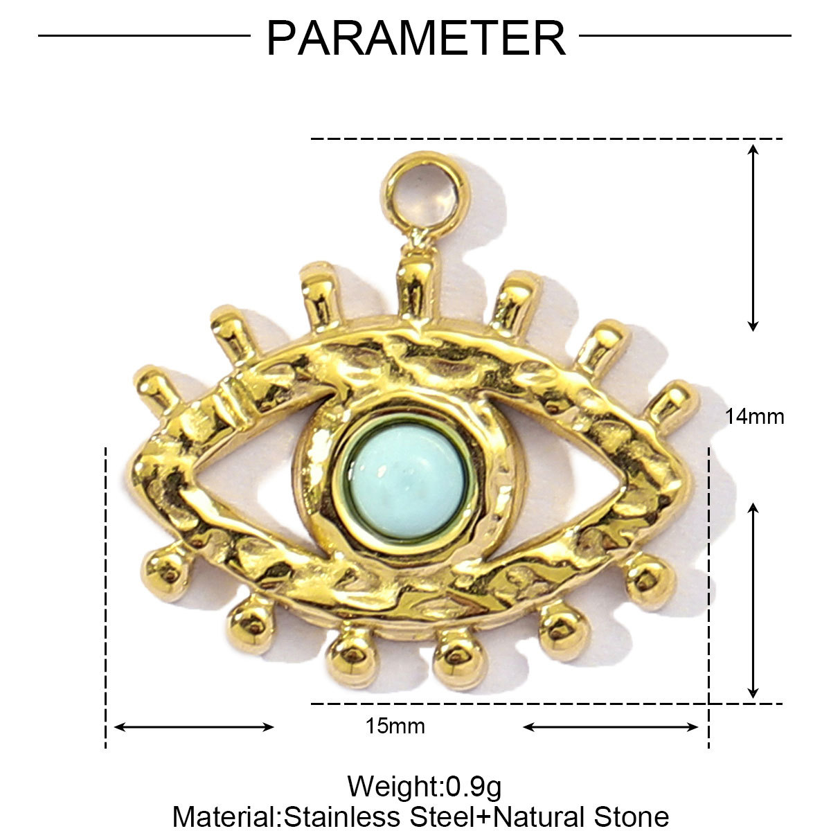 6pcs/pack French Stainless Steel African Jade Cross Diy Charm  Women Chalchite Evil Eye Necklace Pendant Natural Stone Jewelry