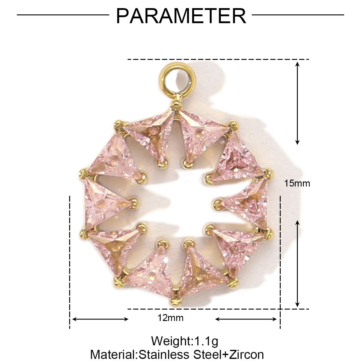 6pcs/pack Mirror Polish Stainless Steel Cubic Zircon Heart Diy Charm Women Stone Eye Bear Necklace Pendant Crescent Star Jewelry