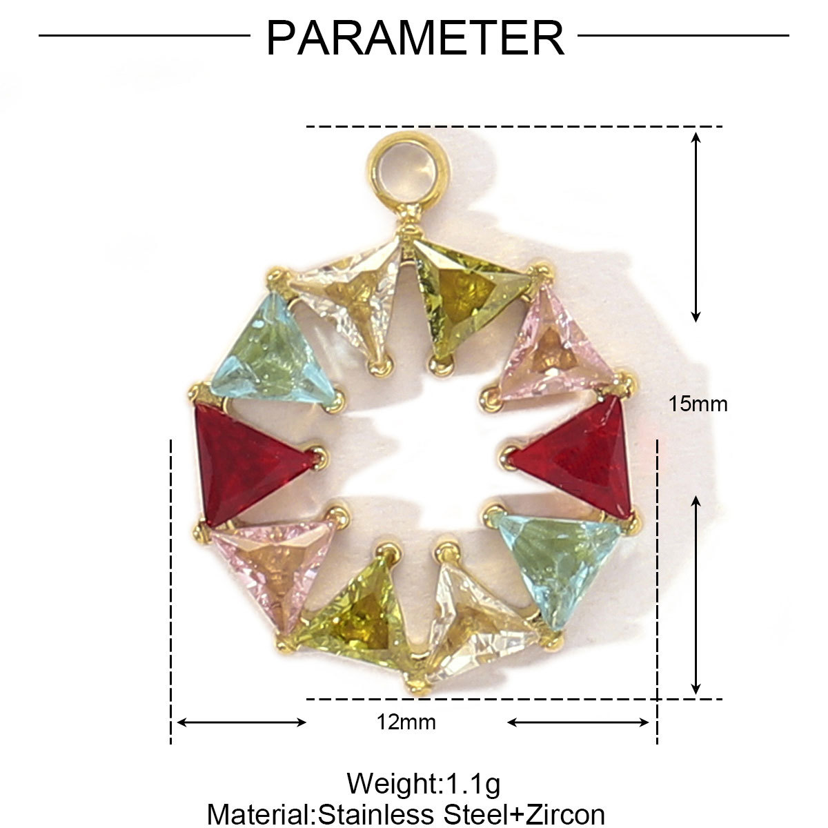 6pcs/pack Mirror Polish Stainless Steel Cubic Zircon Heart Diy Charm Women Stone Eye Bear Necklace Pendant Crescent Star Jewelry