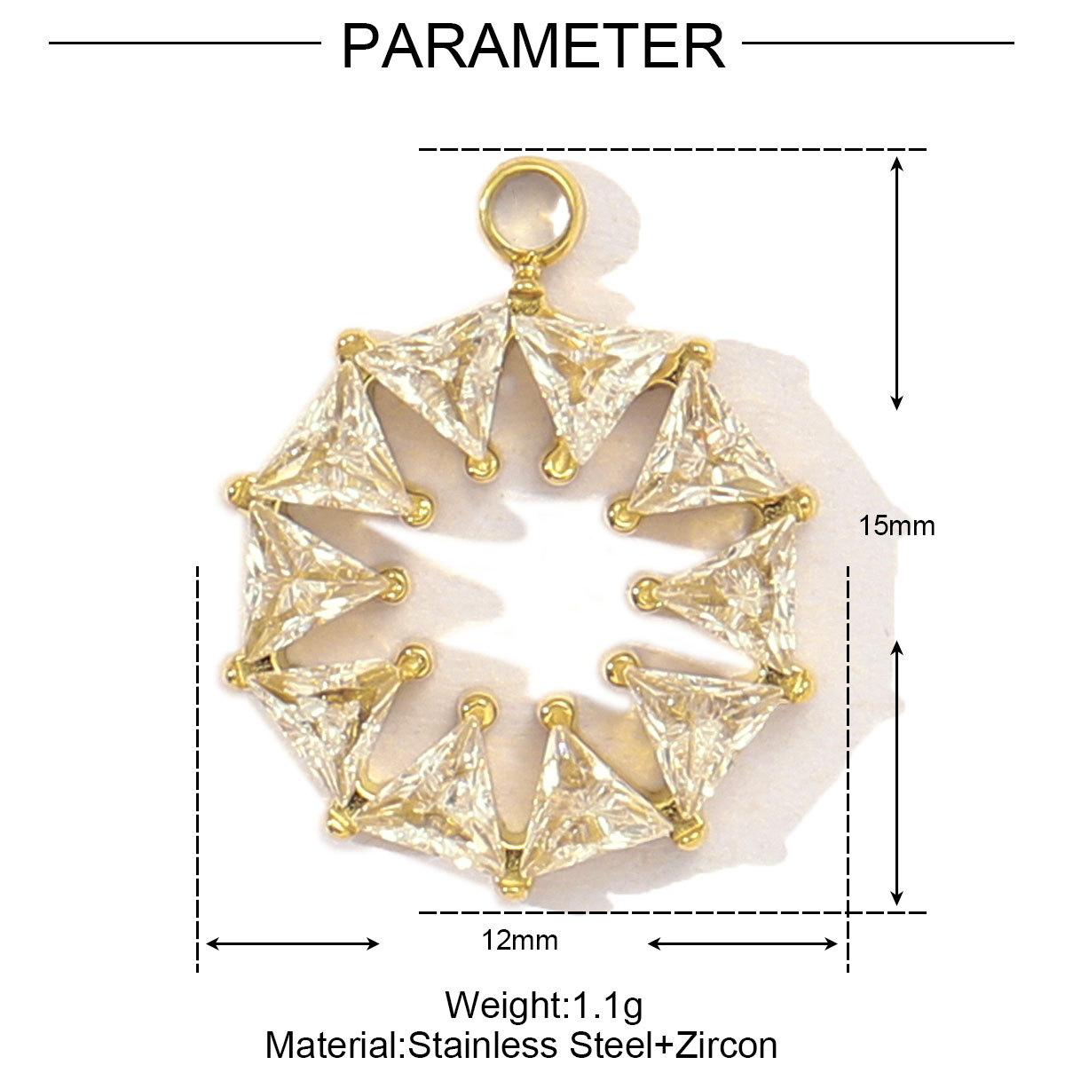 6pcs/pack Mirror Polish Stainless Steel Cubic Zircon Heart Diy Charm Women Stone Eye Bear Necklace Pendant Crescent Star Jewelry