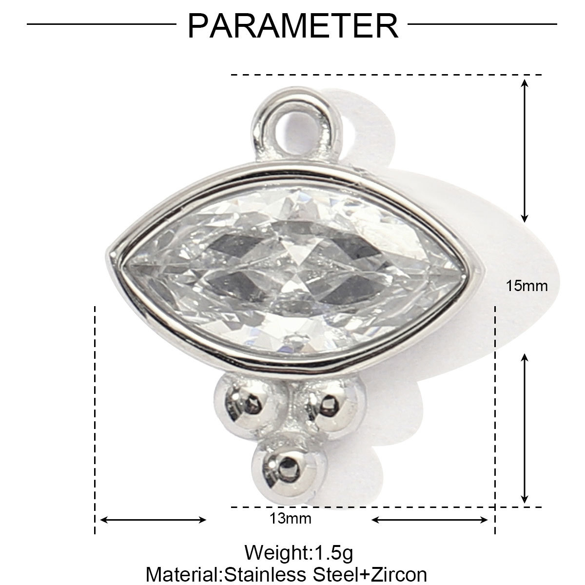 6pcs/pack Mirror Polish Stainless Steel Cubic Zircon Heart Diy Charm Women Stone Eye Bear Necklace Pendant Crescent Star Jewelry