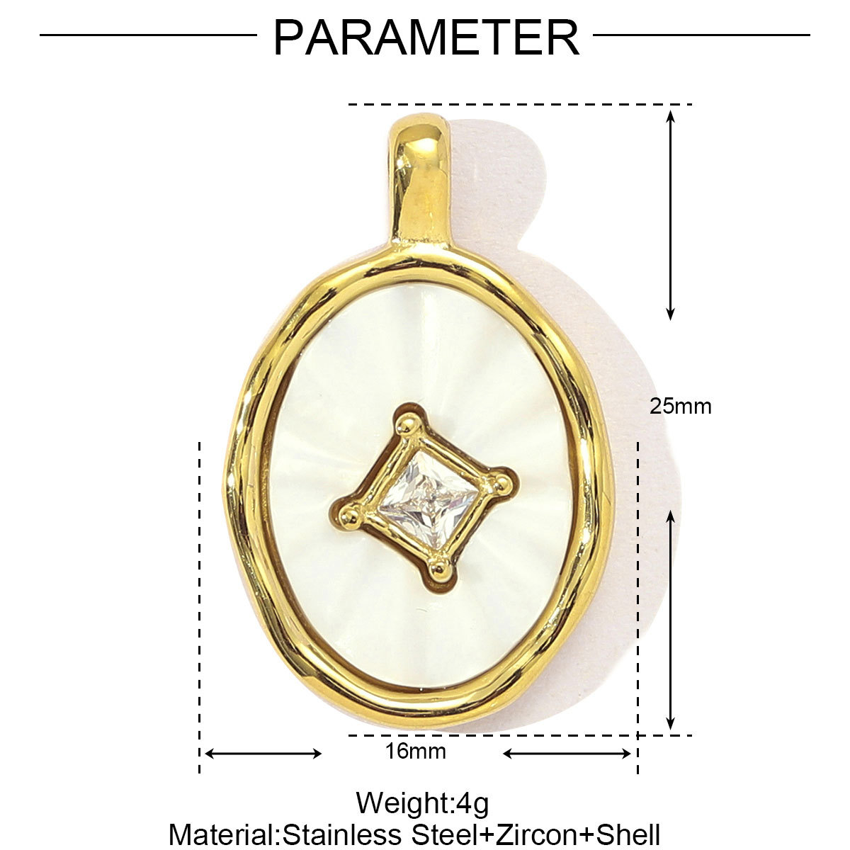 6pcs/pack Mirror Polish Stainless Steel Cubic Zircon Heart Diy Charm Women Stone Eye Bear Necklace Pendant Crescent Star Jewelry