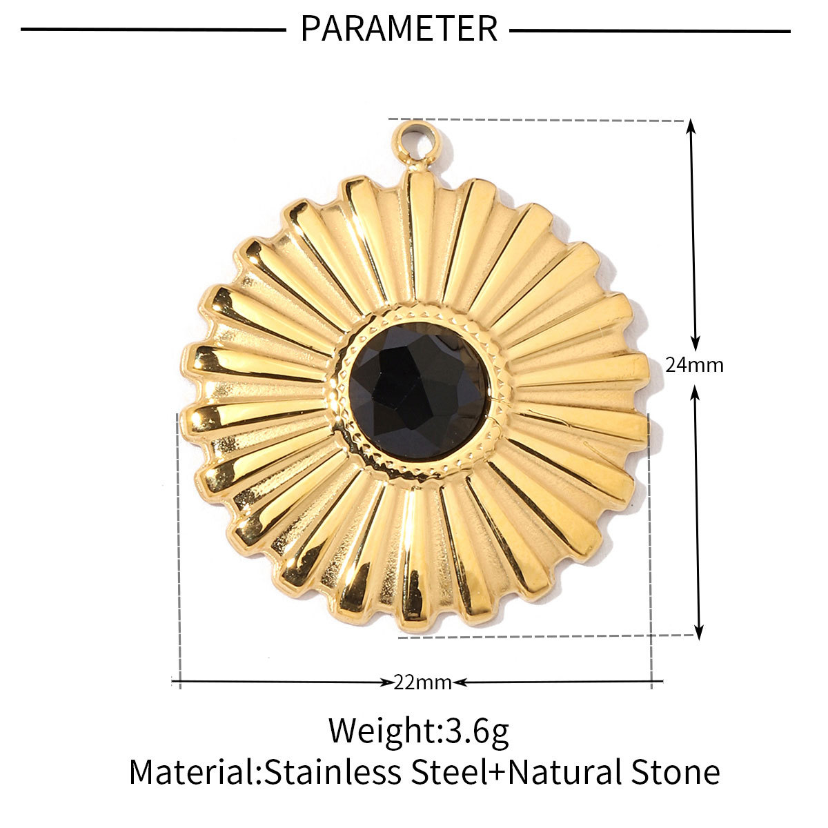 6pcs/pack Flower Heart Stainless Steel DIY African Jade Natural Semi Precious Stone Charms Fan-shaped Necklace Pendant