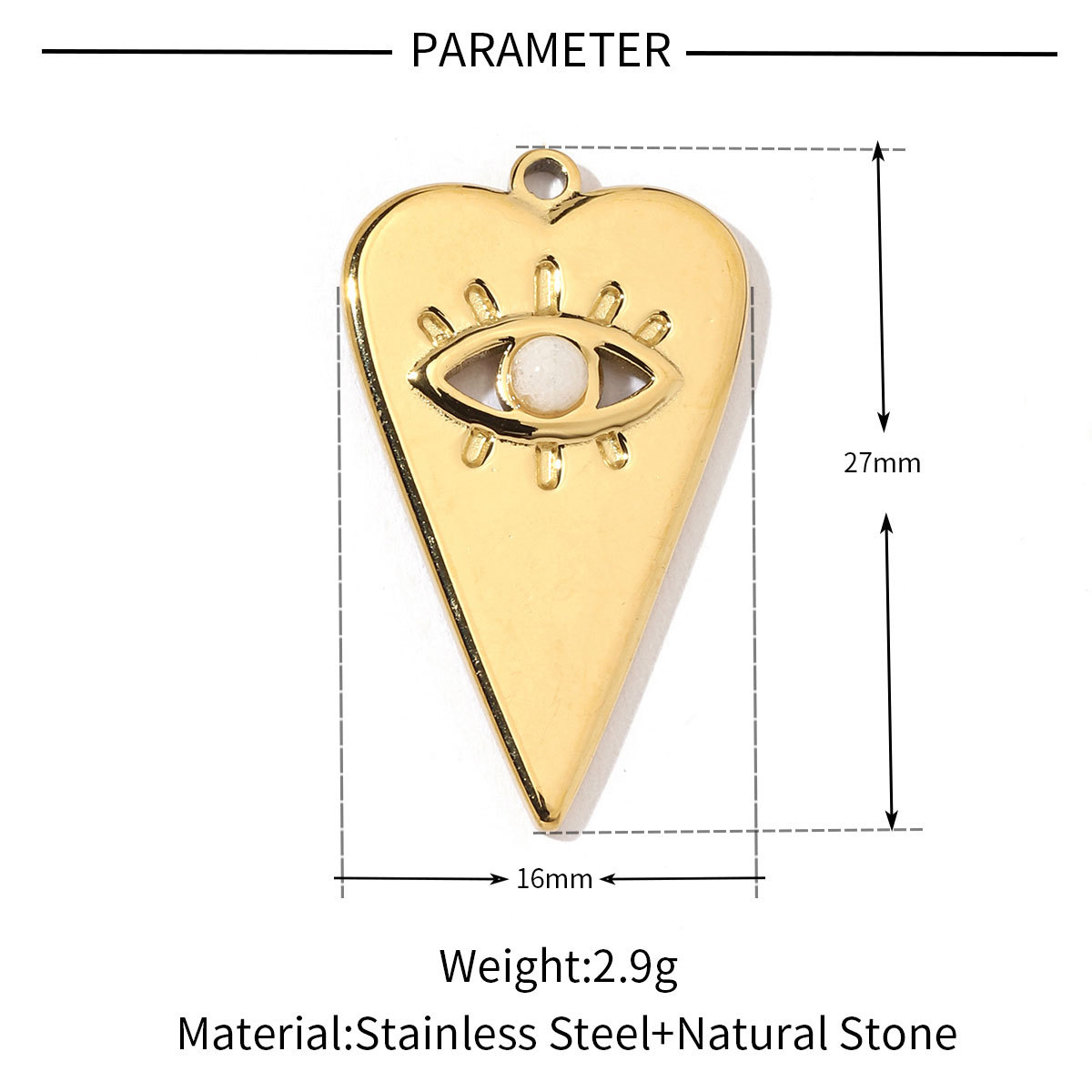 6pcs/pack Flower Heart Stainless Steel DIY African Jade Natural Semi Precious Stone Charms Fan-shaped Necklace Pendant