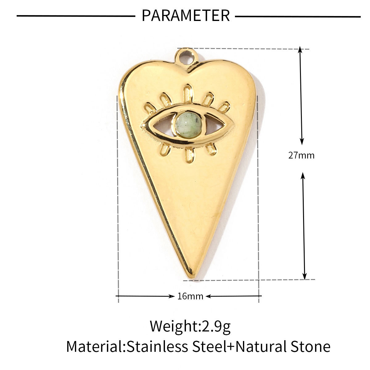 6pcs/pack Flower Heart Stainless Steel DIY African Jade Natural Semi Precious Stone Charms Fan-shaped Necklace Pendant