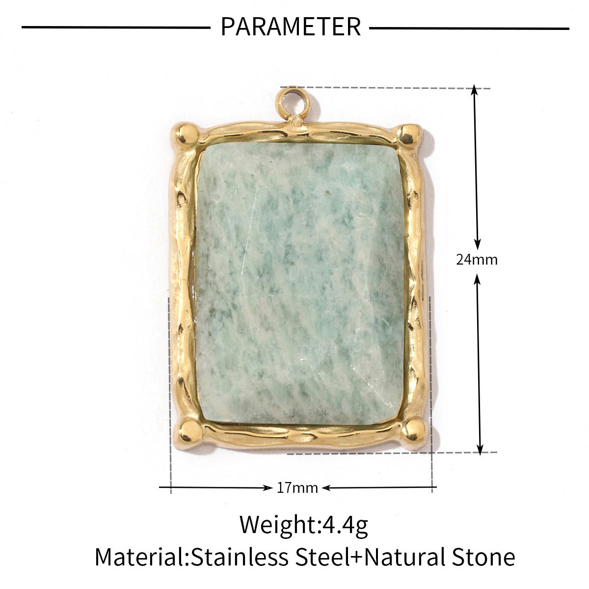 6pcs/pack Flower Heart Stainless Steel DIY African Jade Natural Semi Precious Stone Charms Fan-shaped Necklace Pendant
