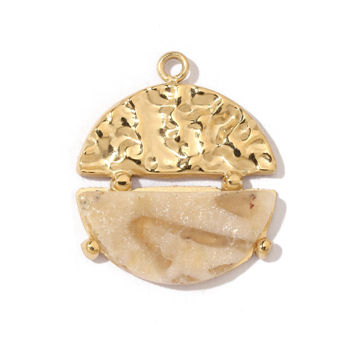 6pcs/pack Bohemia 316 Stainless Steel DIY Geometric Stone Charms Shell Feldspar Sunstone Oval Round Necklace Pendant