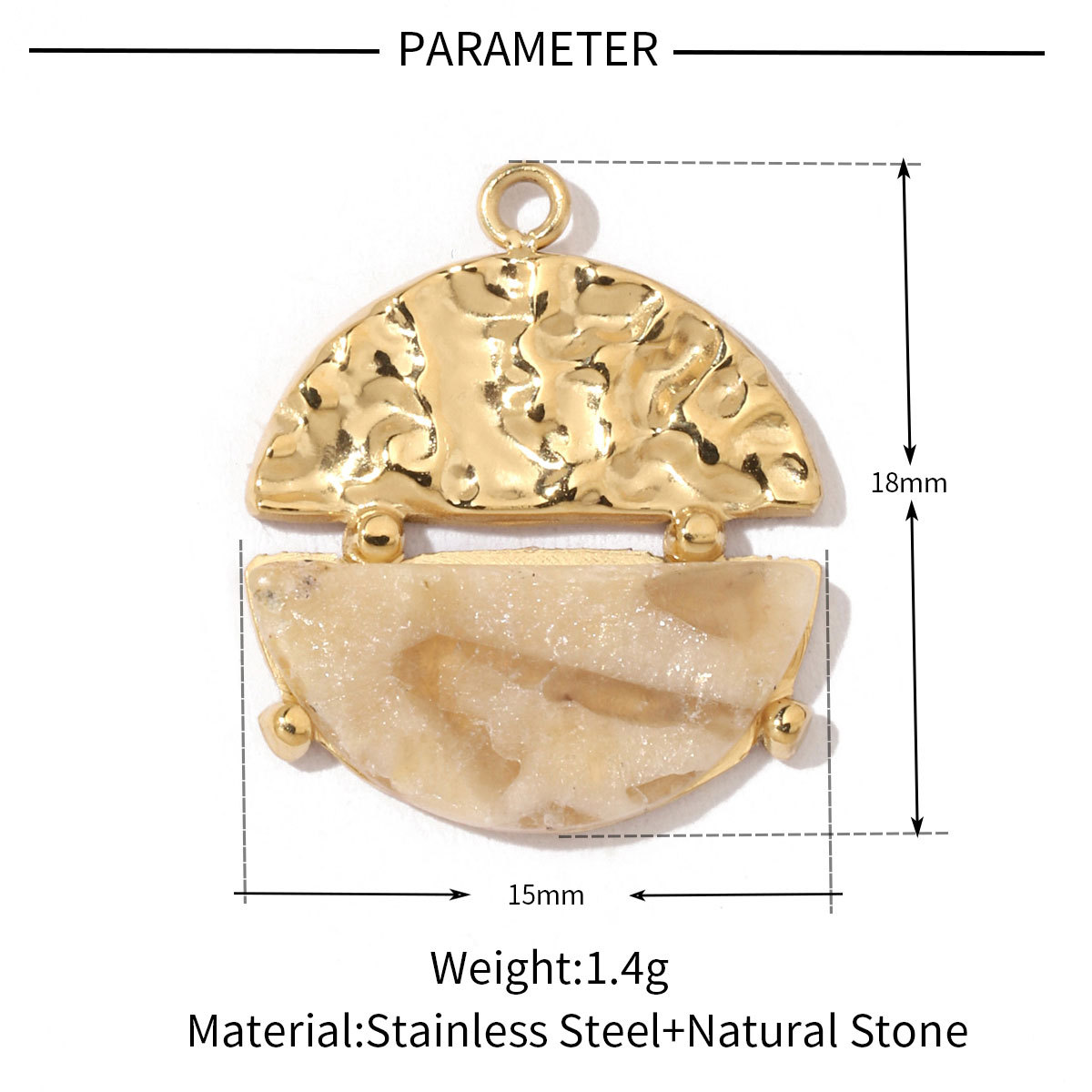 6pcs/pack Bohemia 316 Stainless Steel DIY Geometric Stone Charms Shell Feldspar Sunstone Oval Round Necklace Pendant