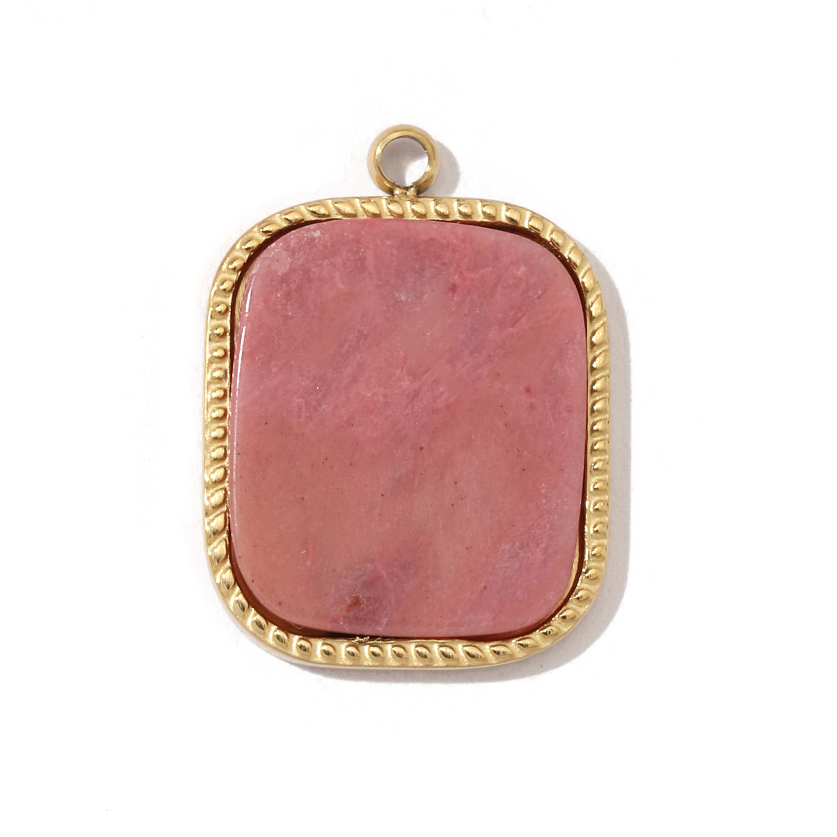 6pcs/pack Bohemia 316 Stainless Steel DIY Geometric Stone Charms Shell Feldspar Sunstone Oval Round Necklace Pendant