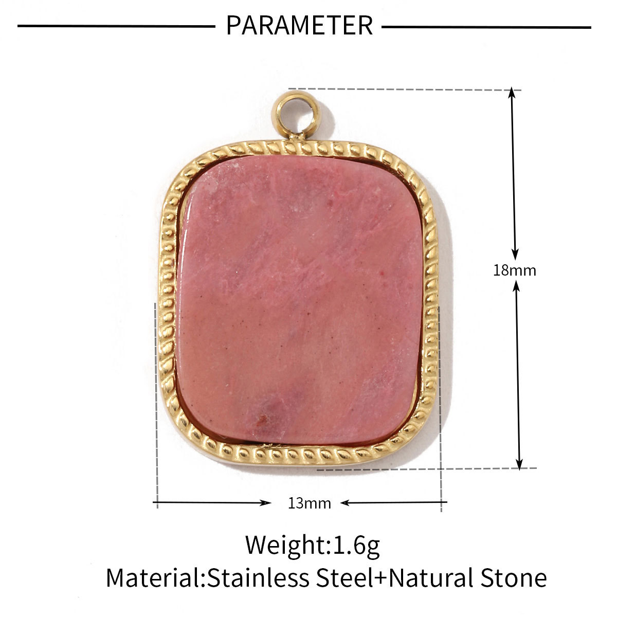 6pcs/pack Bohemia 316 Stainless Steel DIY Geometric Stone Charms Shell Feldspar Sunstone Oval Round Necklace Pendant