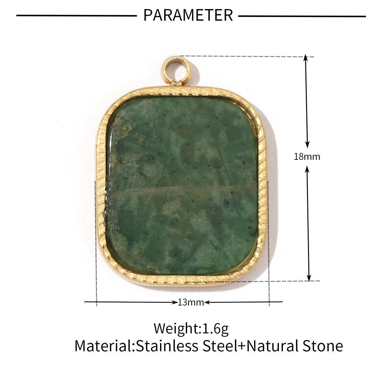 6pcs/pack Bohemia 316 Stainless Steel DIY Geometric Stone Charms Shell Feldspar Sunstone Oval Round Necklace Pendant