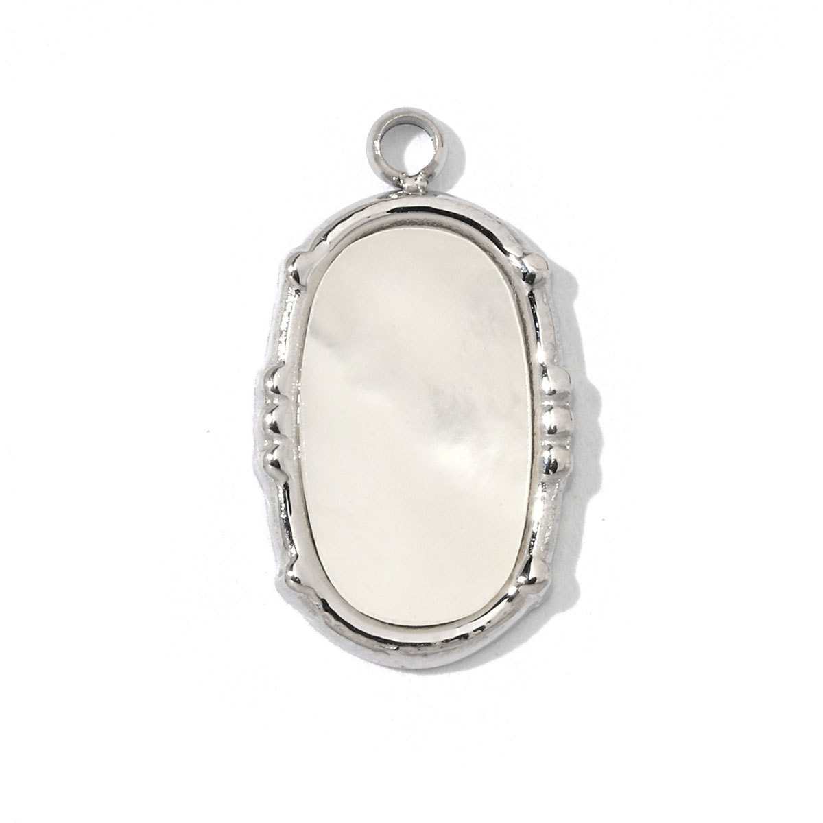 6pcs/pack Bohemia 316 Stainless Steel DIY Geometric Stone Charms Shell Feldspar Sunstone Oval Round Necklace Pendant