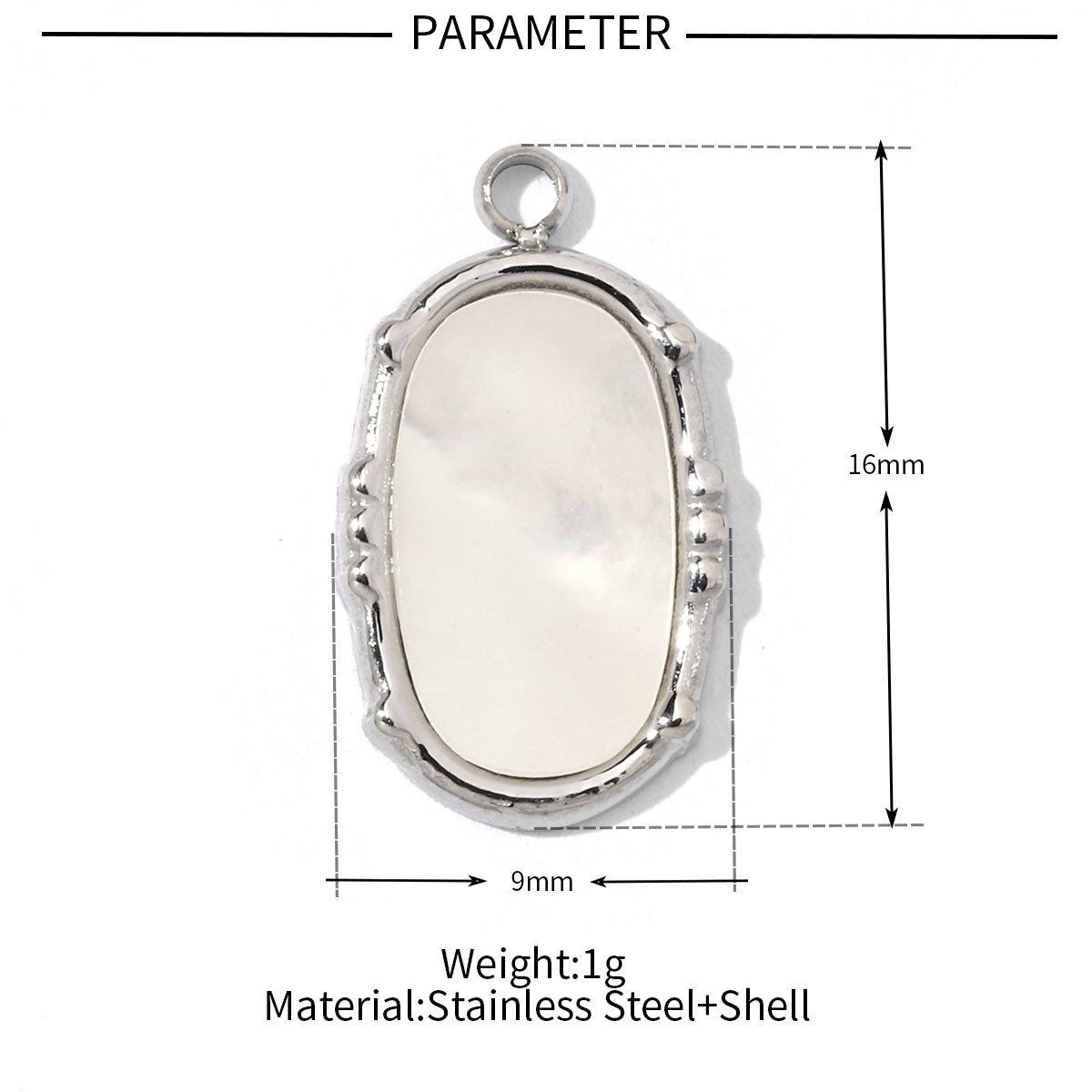 6pcs/pack Bohemia 316 Stainless Steel DIY Geometric Stone Charms Shell Feldspar Sunstone Oval Round Necklace Pendant