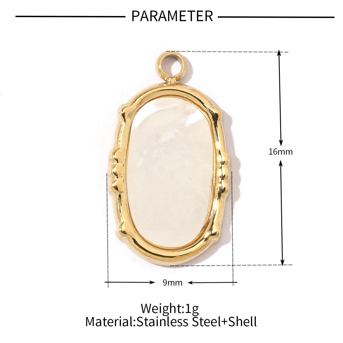 6pcs/pack Bohemia 316 Stainless Steel DIY Geometric Stone Charms Shell Feldspar Sunstone Oval Round Necklace Pendant