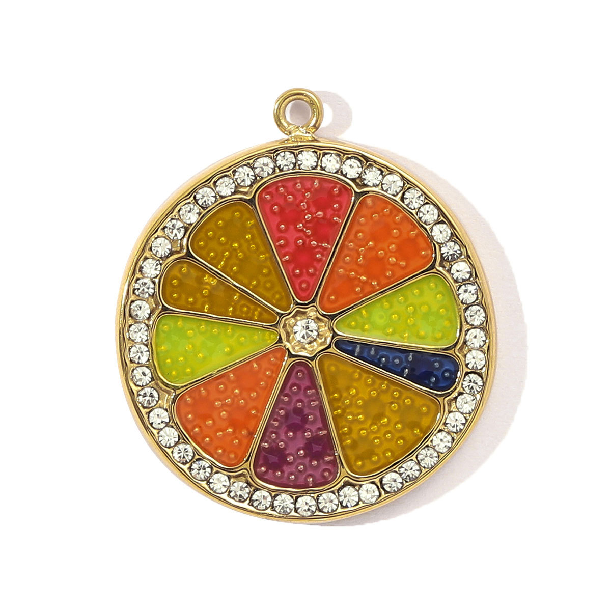 6pcs/pack Stainless Steel Colorfull Candy Chili Necklace Pendant Women Enamel Heart Leaf Lemon Diy Bracelet Charms Love Jewelry