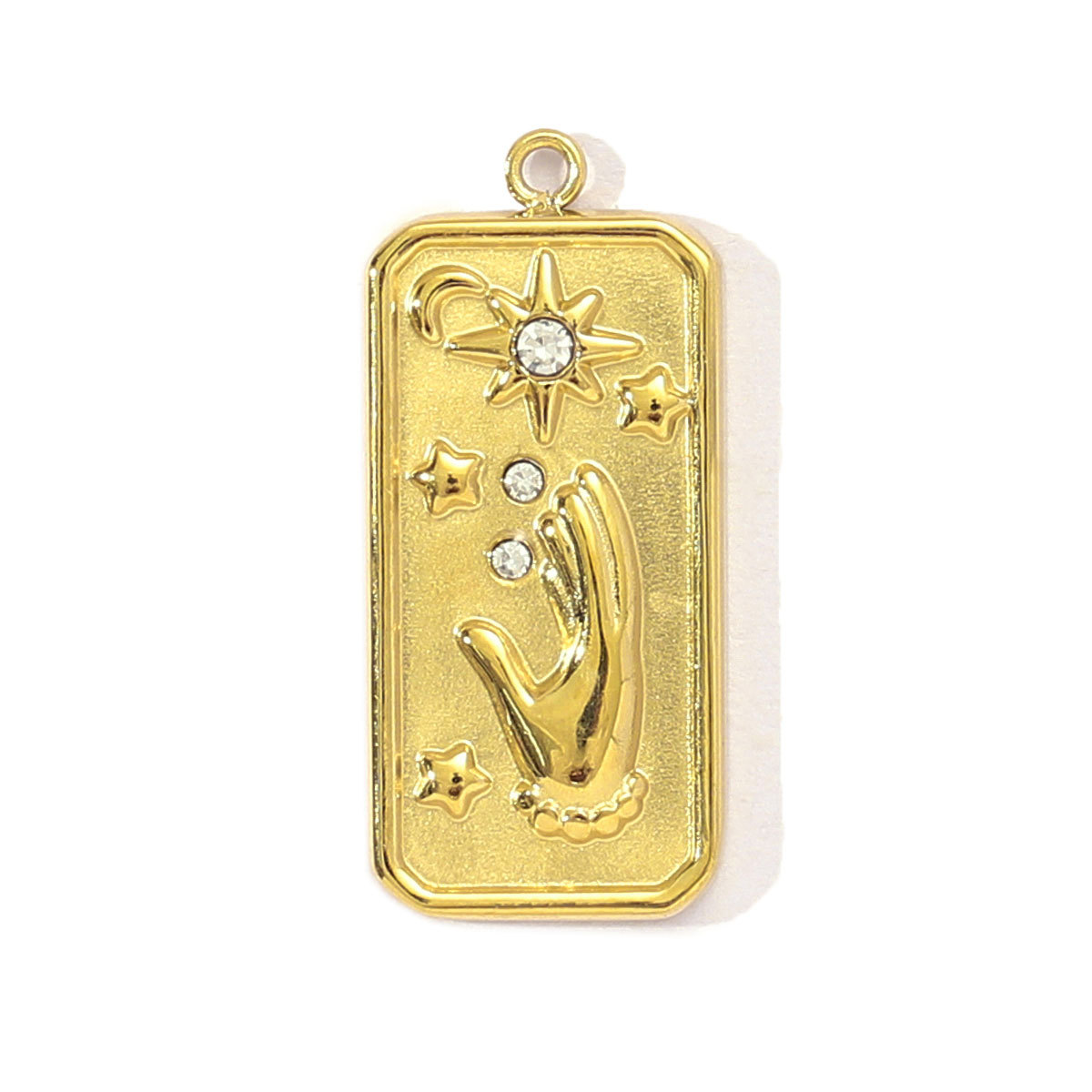 6pcs/pack French Retro Tarot Card Stainless Steel Diy Bracelet Charms Women Stone Angel Flower Necklace Pendants Crescent Jewelry