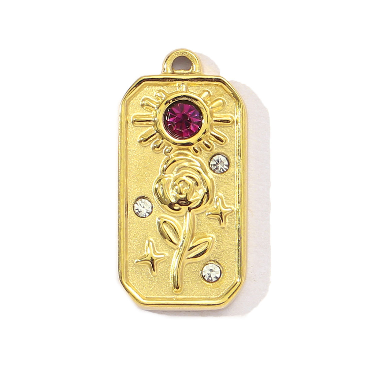 6pcs/pack French Retro Tarot Card Stainless Steel Diy Bracelet Charms Women Stone Angel Flower Necklace Pendants Crescent Jewelry