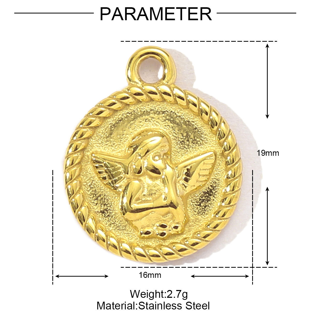 6pcs/pack French Retro Tarot Card Stainless Steel Diy Bracelet Charms Women Stone Angel Flower Necklace Pendants Crescent Jewelry