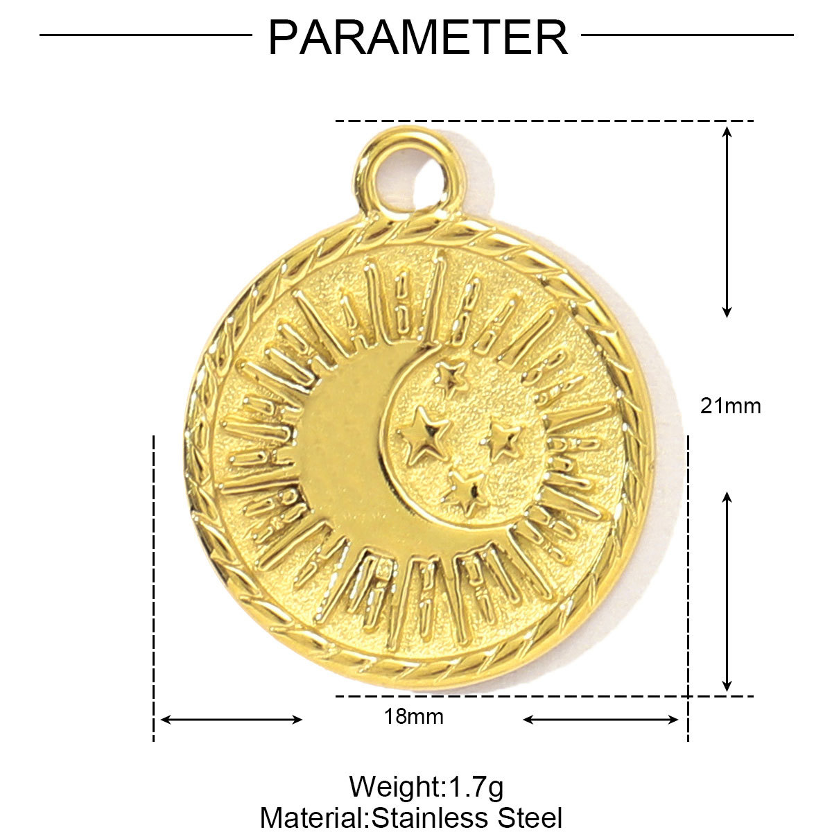6pcs/pack French Retro Tarot Card Stainless Steel Diy Bracelet Charms Women Stone Angel Flower Necklace Pendants Crescent Jewelry