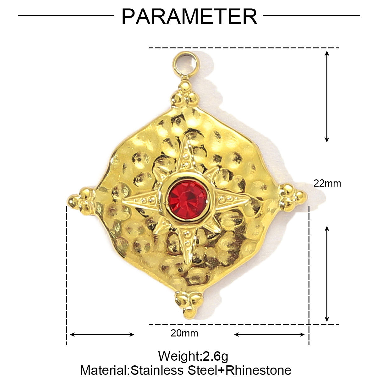 6pcs/pack French Retro Tarot Card Stainless Steel Diy Bracelet Charms Women Stone Angel Flower Necklace Pendants Crescent Jewelry